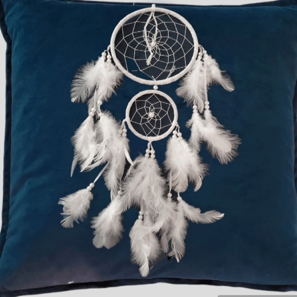 White Feather Dream Catcher with Raw White Quartz Healing Crystal - Picture 3 of 8